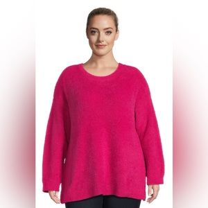 Terra & Sky Women's Plus Size Eyelash Knit Pullover Sweater, Midweight